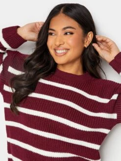 PixieGirl Petite Wine Stripe Crew Neck Jumper -RIVE IS Clothing Shop VSG46 SQ4 0000000017 RED MDd