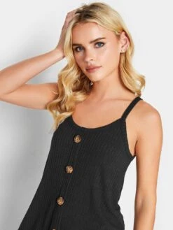 PixieGirl Petite Black Button Down Cami Vest Top -RIVE IS Clothing Shop VSG8B SQ4 0000000004 BLACK MDd