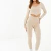 Quiz Stone Knit Ribbed Leggings -RIVE IS Clothing Shop VSIZB SQ1 0000000108 BEIGE MDf