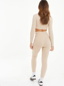 Quiz Stone Knit Ribbed Leggings -RIVE IS Clothing Shop VSIZB SQ2 0000000108 BEIGE MDb