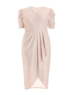 Quiz Curve Curve Champagne Foil Wrap Midi Dress -RIVE IS Clothing Shop VSJ0Q SQ4 0000000003 NATURAL MDd