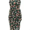 Quiz Curve Curve Green Animal Print Ruched Midi Dress