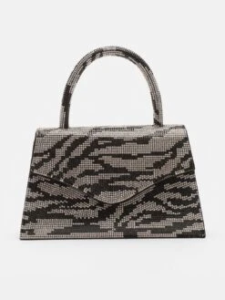 Quiz Silver Zebra Print Mini Tote Bag